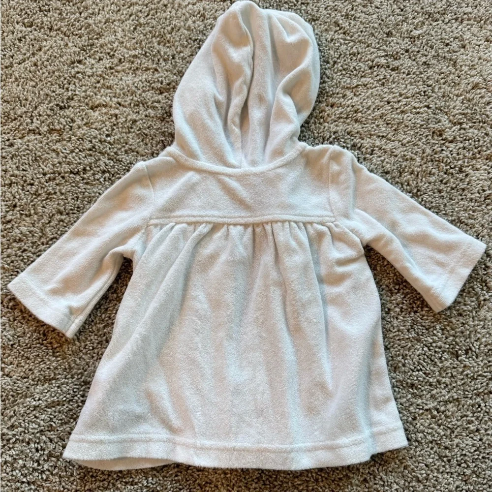 Old Navy Baby Girl swim coverup White Hooded Zip-Up Jacket Size 0-3 Months - Picture 6 of 6